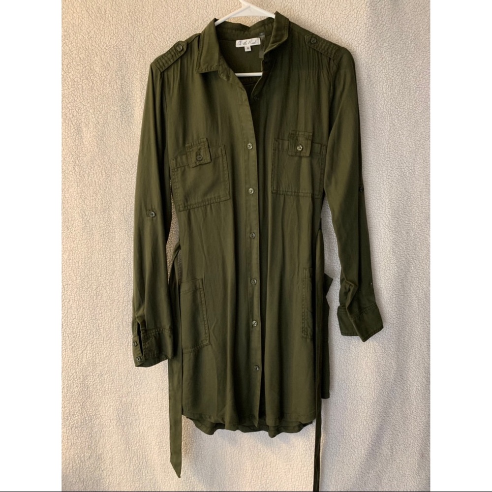 Remy Olive Green Long Sleeve Shirt Dress
